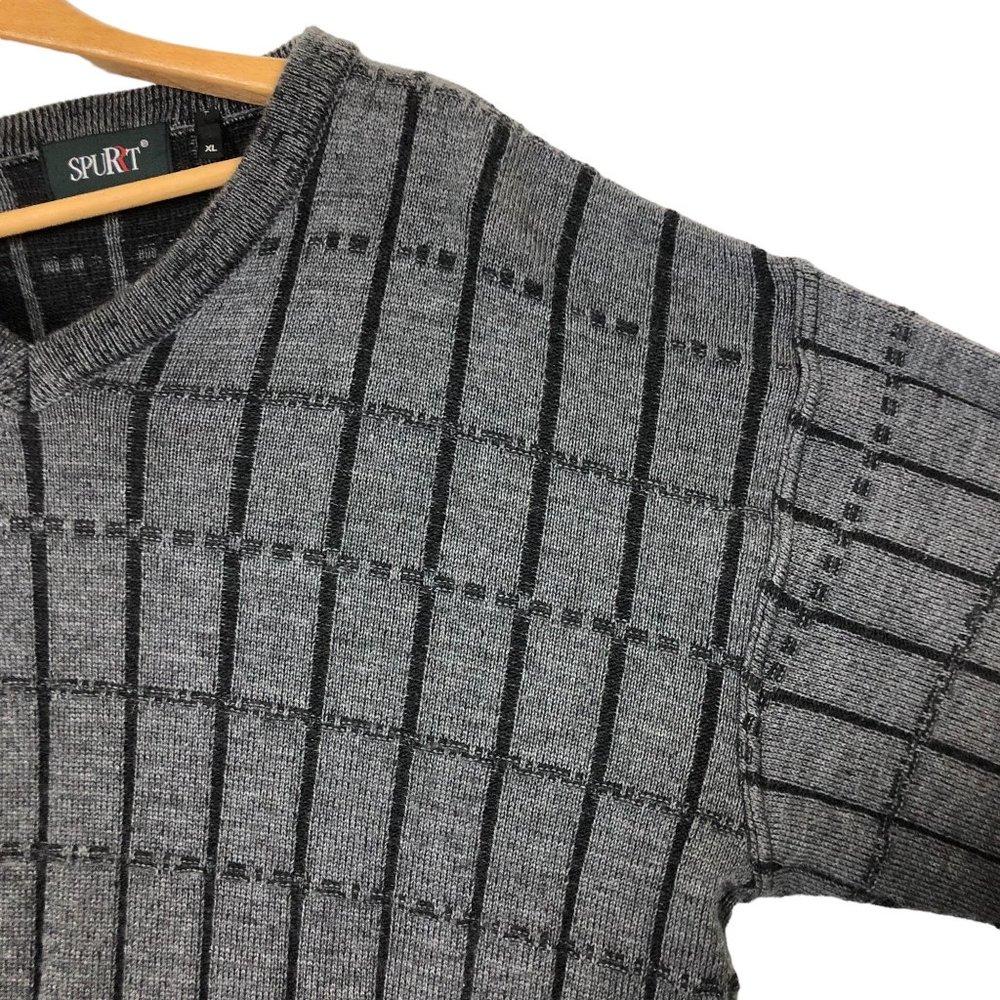 Spurrt Mens Knit Merino Wool Blend Sweater Sz XL V Neck Gray Germany Unique - Picture 6 of 9
